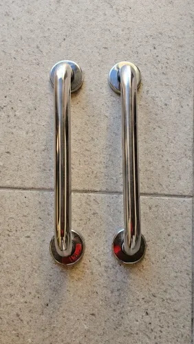 Kit 2 alças inox com 37cm cada para banheiro