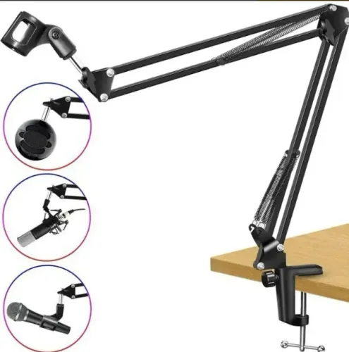 Braço Articulado Suporte Microfone Profissional Hyperx Quadcast E Solocast Mesa Podcast