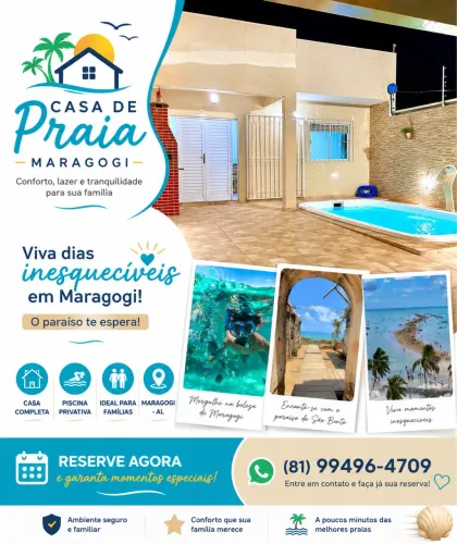 Aluga casa com piscina em Maragogi 