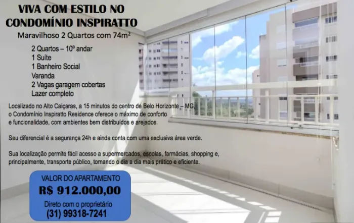 2 quartos - 74m2 - no Condomínio Inspiratto Residence