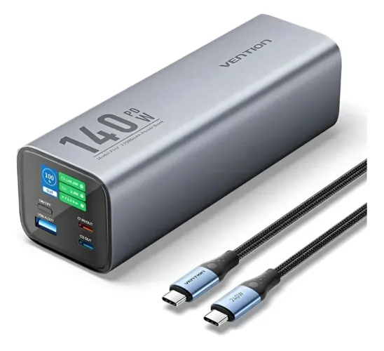 Powerbank Carregador Portátil 140w 27000mah Vention para Notebook Smartphone