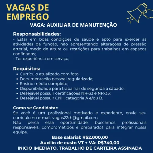 Auxiliar de Manutenção
