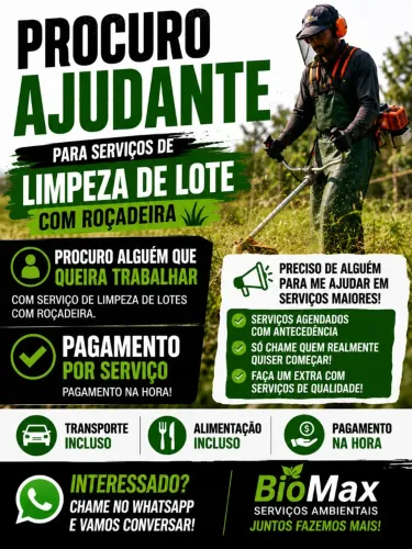 Vaga para ajudante em limpeza de lotes