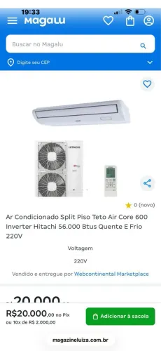 Ar condicionado 56mil btus quente e frio novo