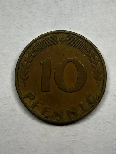 Moeda 10 Pfennig 1950 G - Alemanha - Mbc