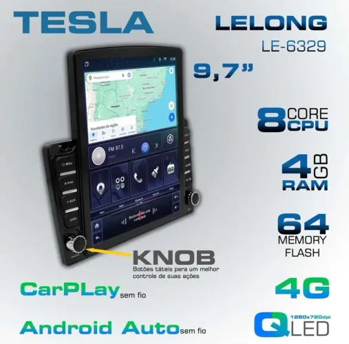 Central Multimídia USADA tipo TESLA para Fiat Doblo (2002 a 2021)