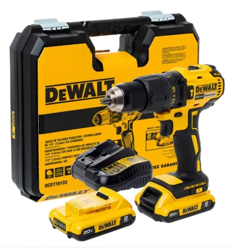 Parafusadeira e Furadeira de Impacto 13mm 20V DEWALT Com 2 Baterias, Carregador e Maleta