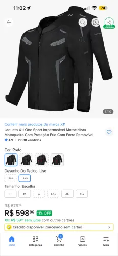 Jaqueta motociclista X11 One Sport Impermeável