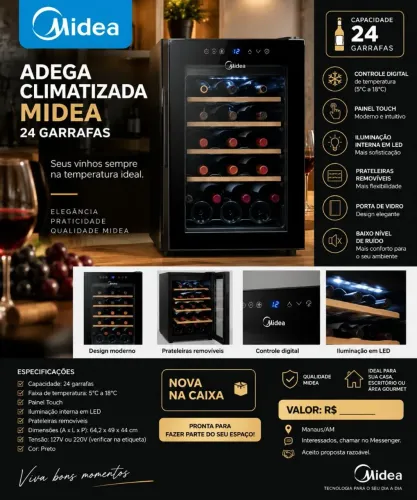 Adega Midea 24 garrafas - nova e lacrada