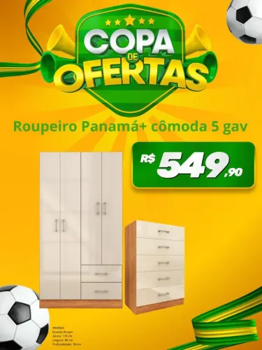 Combo Solteiro Roupeiro + Cômoda 5G
