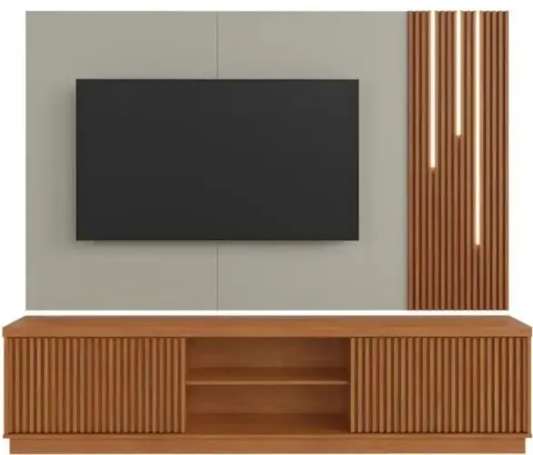 Móvel de sala com led amadeirado
