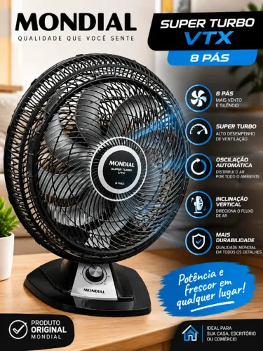 Ventilador Mondial Turbo VTX 6 Pás - 220v