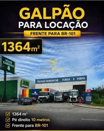 Galpão para Locação às Margens da BR-101 - 1.364 m² | Pachecos - Palhoça/SC