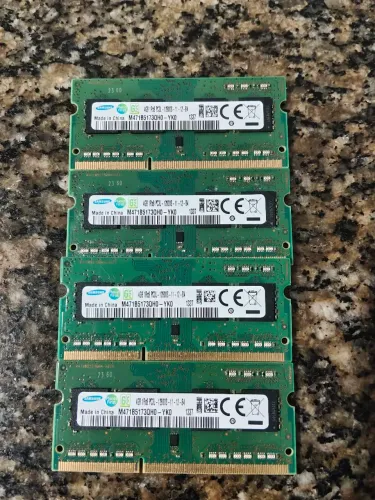 4 MEMORIA DDR3 4GB CADA NOTEBOOK, MARCA DA MESMA SAMSUNG