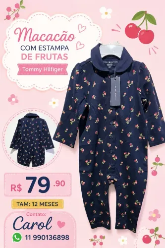 Macacão menina Tommy original 12 meses novo.