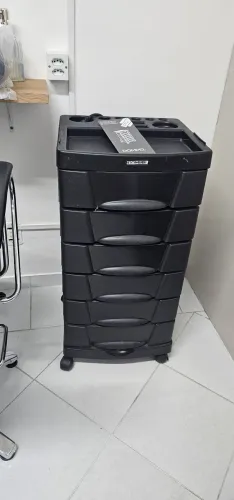 Carrinho Auxiliar para Cabeleireiro Dompel Preto - 6 Gavetas (Estado de Novo!)