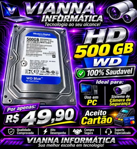 HD 500gb 100% Saudáveis (Aceito Cartão) 49,90