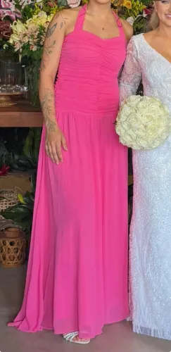 Vestido Longo de Festa Rosa Pink Ave Rara Tam. M - Usado 1 Vez