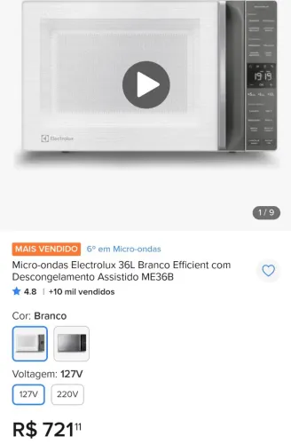 Microondas 36 litros