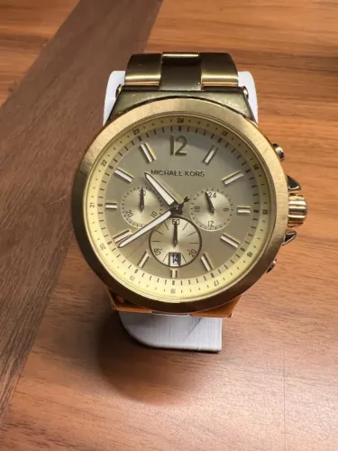 Relógio Michael Kors MK Lexington MK8278 Dourado Cronógrafo 45mm Aço Original Usado