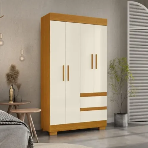 Guarda Roupa Solteiro Maya 4Portas e 2 gavetas - Entrega e montagem Grátis para Fortaleza