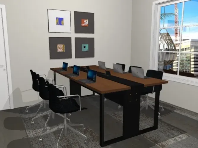 Mesa de Reunião Trapeze Delluxe, Alto Padrão: 8 Tomadas. L245cm x L110cm x A74cm