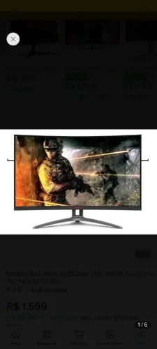 monitor gamer agon tela 31.5 curvo 165hz