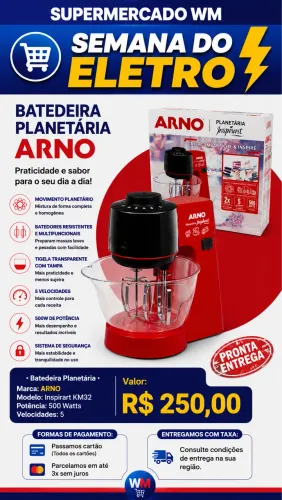BATEDEIRA PLANETÁRIA ARNO VERMELHA NOVA