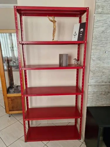 Estante Industrial de Aço Vermelha com 05 prateleiras