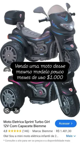 Moto elétrica infantil
