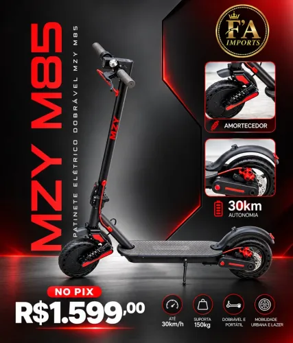 Patinete Elétrico MZY M85 MAX Novo com Amortecedor | 30km/h | R$ 1.599