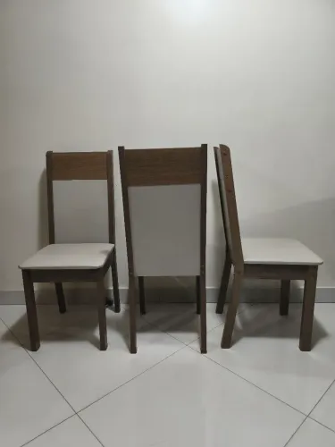 Cadeiras Rustic/Crema/Sintético Bege Madesa - Marrom<br>(Cód. Item . Estão novas 
