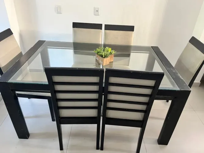 Mesa de Vidro com 6 cadeiras PROMOÇÃO