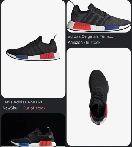 Adidas NMD R1 preto com azul e vermelho