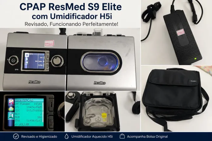 CPAP ResMed S9 Elite + Umidificador H5i - Revisado e Funcionando Perfeitamente