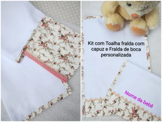 Toalha Fralda com Fralda de boca personalizada 