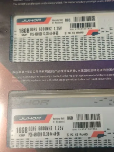 Memória Juhor 2x 16Gb DDR5 6000 CL38 RGB Branca - @LJCEletro