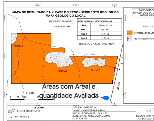 Fazenda na PISTA da BR174, KM 57 com 10.360.000m2. Benfeitorias. 25 hectares de Areal. Doc