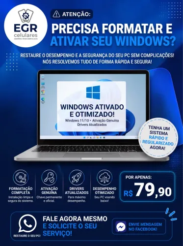 FORMATAÇÃO E ATIVAÇÃO WINDOWS