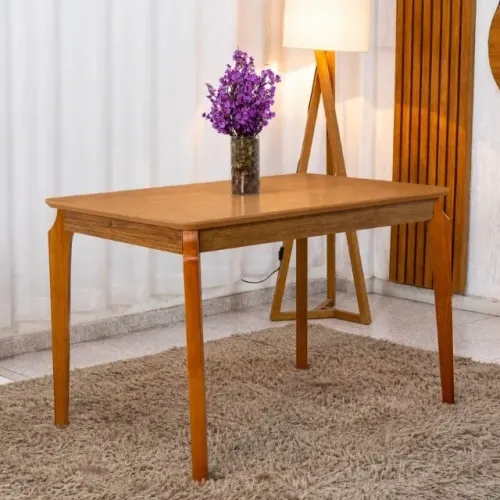 Mesa de Jantar Alegra 120×80 Tampo Madeirado Cinamomo Frete Grátis - Até 12x S/ Juros