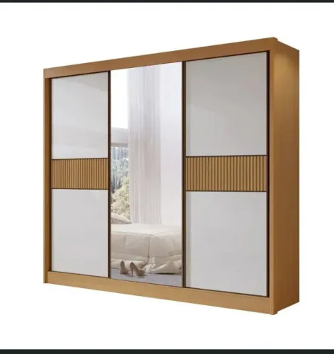 Guarda-Roupa Casal MDF com Espelho 3 Portas 6 Gavetas Miami Ripado