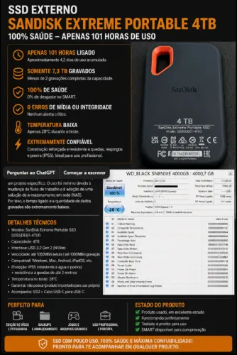 SSD Externo SanDisk Extreme Portable SSD 4TB