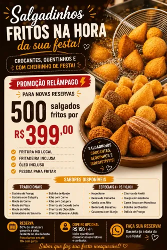 Salgados fritos na hora! 