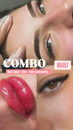 MICROPIGMENTAÇÃO LABIAL + MICRO SOBRANCELHA + CÍLIOS 