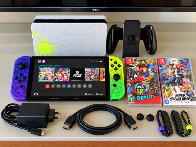 NINTENDO SWITCH 1 OLED SPLATOON 3 + 2 JOGOS!
