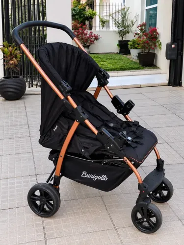 CARRINHO DE BEBÊ BURIGOTTO - PRETO/COBRE