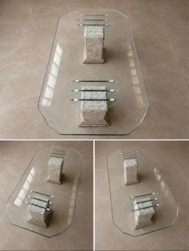 Mesa de mármore e cristal