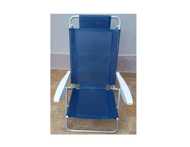 Cadeira de Praia Alumínio Mor 06 Posições 120K, Usada  Estrutura em tubo de alumínio, com 