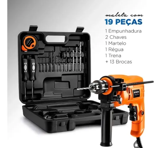 Furadeira é Parafusadeira 650 w , 220 volts com maleta e kit
