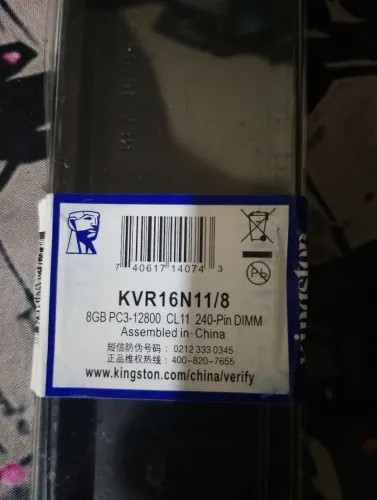 Memória RAM 8gb da Kingston, DDR3